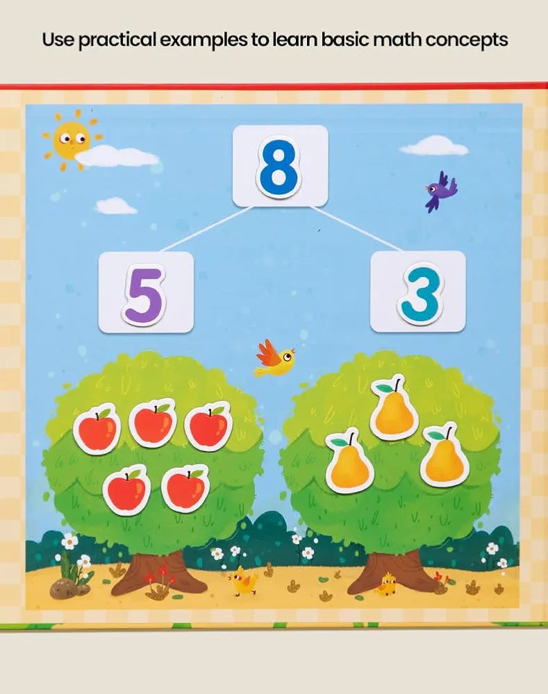 Magnetic Math Learning Book for Kids | 1-10 Arithmetic Activity Book with Reusable Stickers | Early Education Toy for Toddlers | Montessori Counting & Number Learning  
