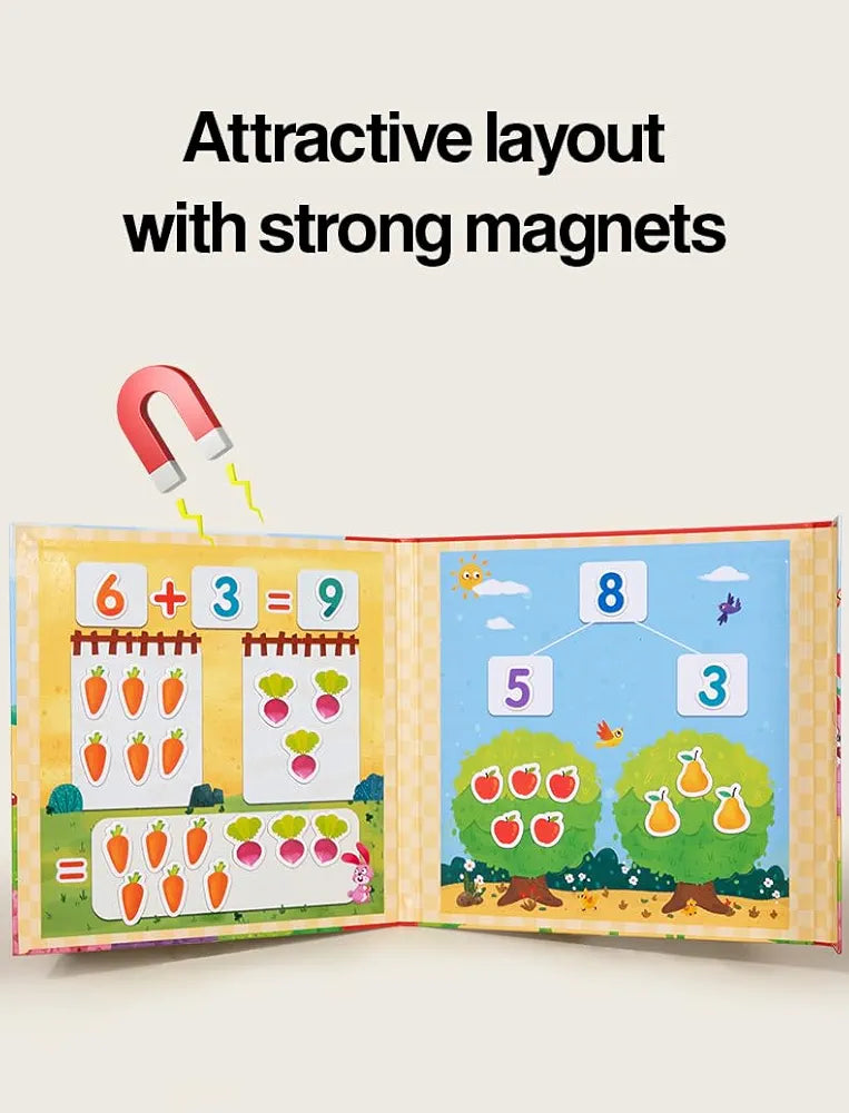 Magnetic Math Learning Book for Kids | 1-10 Arithmetic Activity Book with Reusable Stickers | Early Education Toy for Toddlers | Montessori Counting & Number Learning  