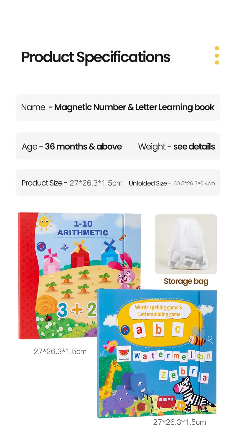 Alphabets and Numbers Magnetic books combo- A set of 2 interactive magnetic books for kids (3 Years+) (My busy books)