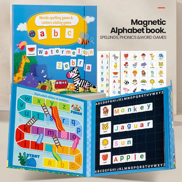 Magnetic Alphabet Book for Kids | Spelling, Phonics & Word Games | Educational Toy for Toddlers | Montessori Learning Tool | Ages 3+ 