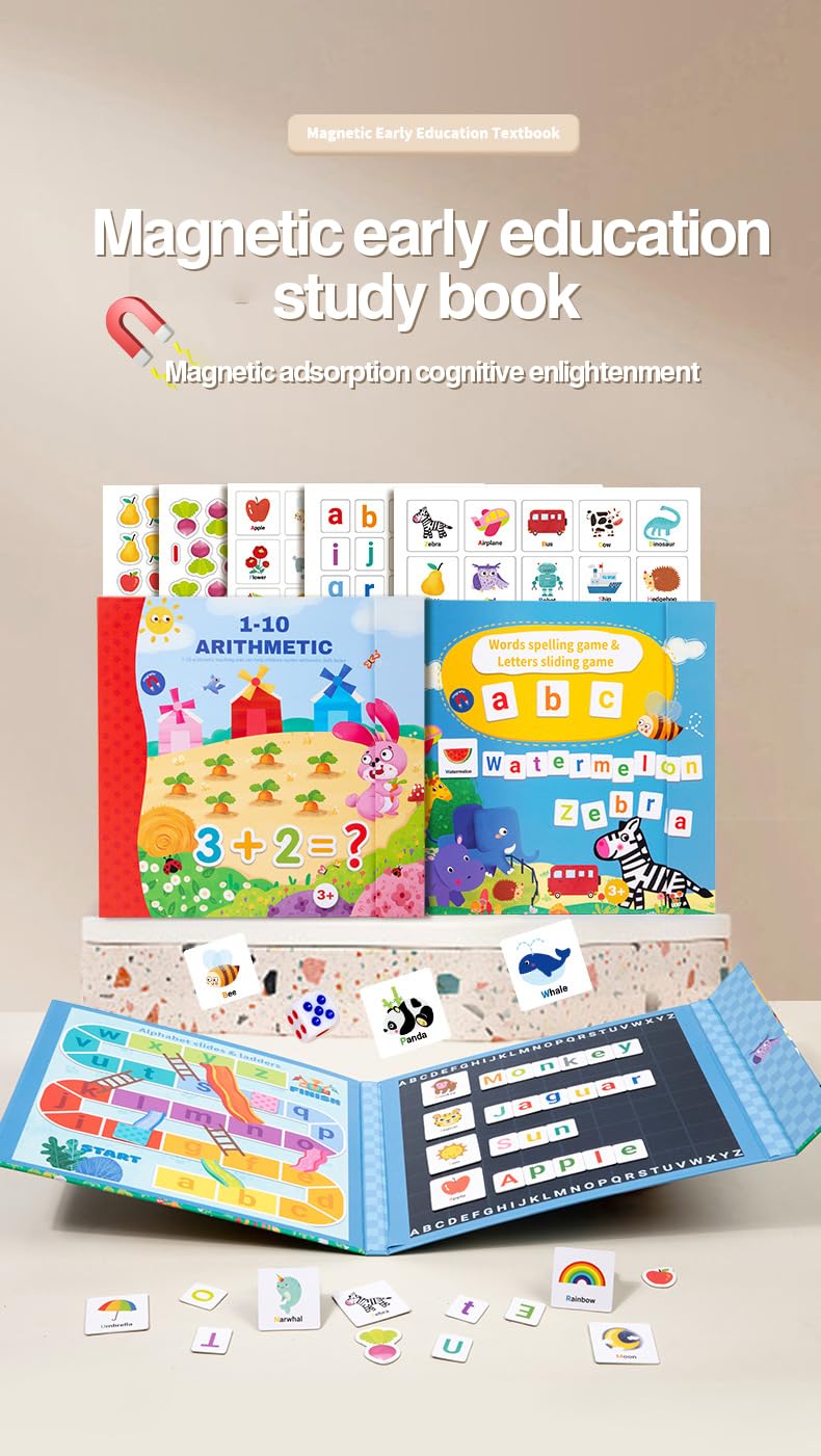 Alphabets and Numbers Magnetic books combo- A set of 2 interactive magnetic books for kids (3 Years+) (My busy books)