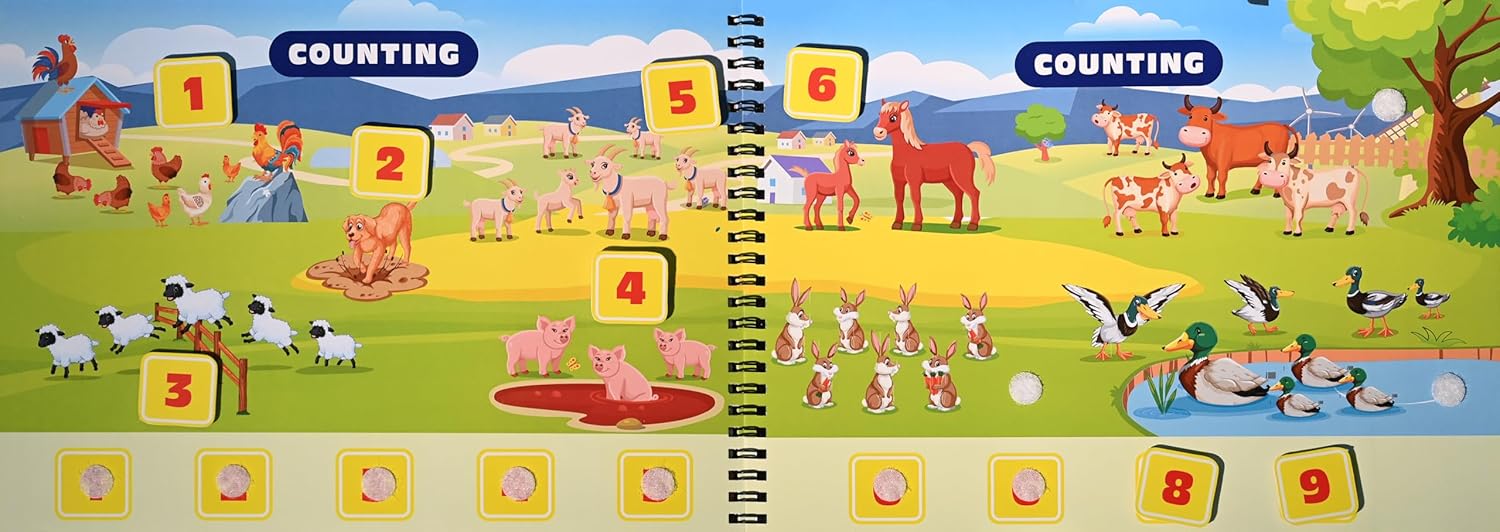 My first busy book - Vehicles, Fruits, Vegetables, Sea-animals, Birds and Counting Activity