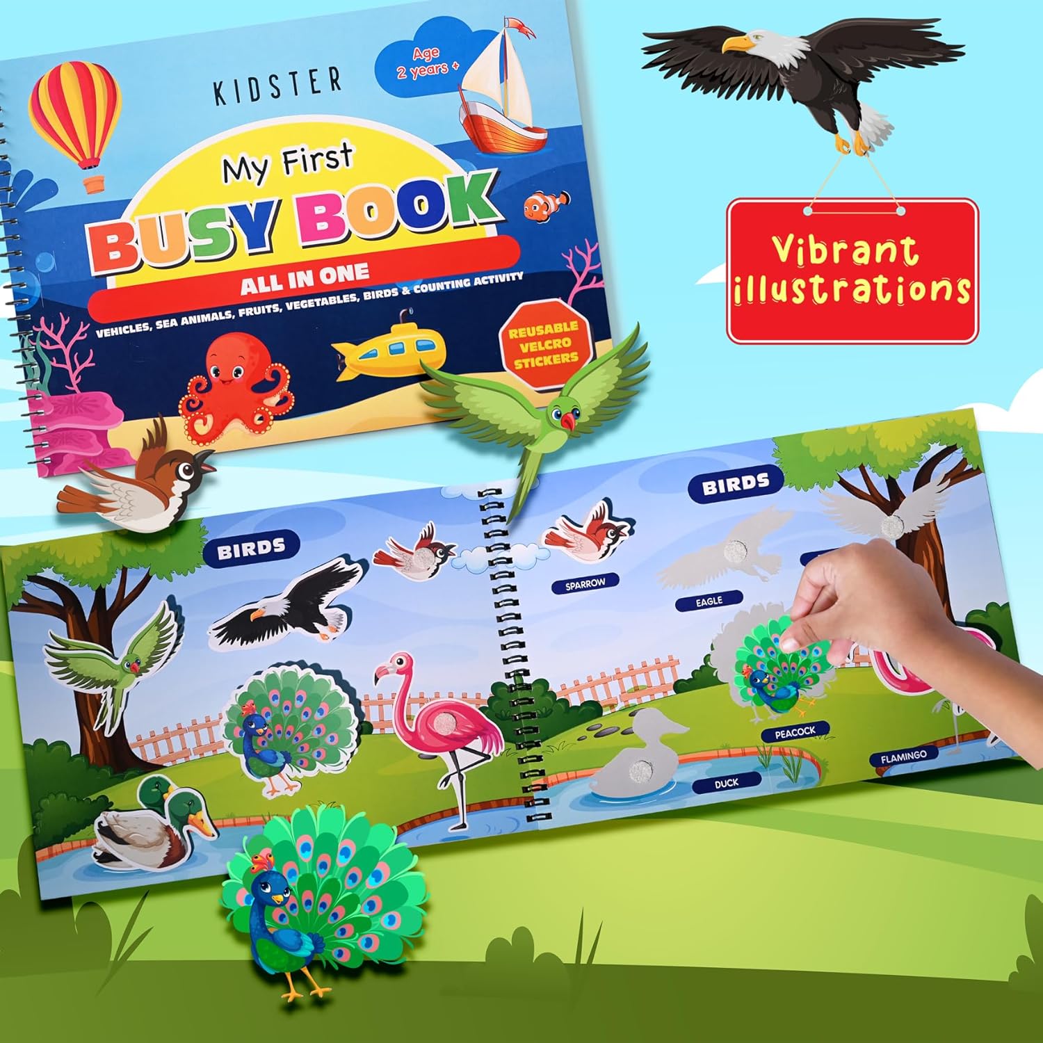 My first busy book - Vehicles, Fruits, Vegetables, Sea-animals, Birds and Counting Activity