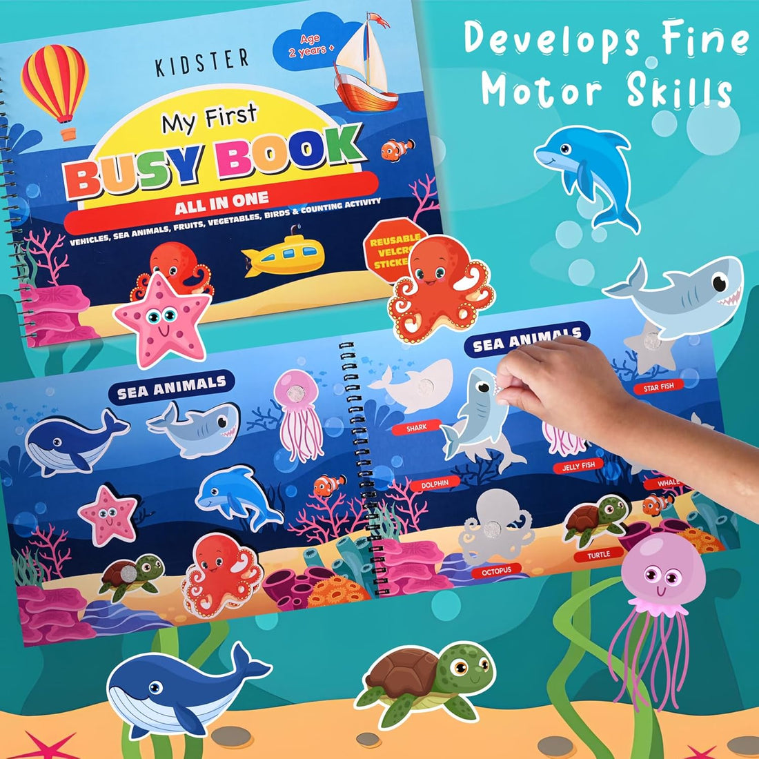 My first busy book - Vehicles, Fruits, Vegetables, Sea-animals, Birds and Counting Activity